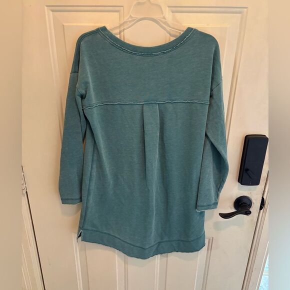 Soft Surroundings Walk in the Park Distressed Sweater in Teal size S - Picture 2 of 4